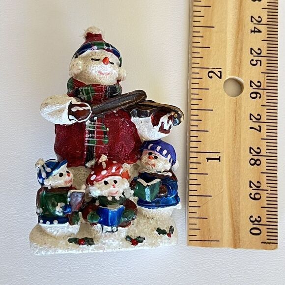 Snowman playing violin / 3 reading snow-kids christmas brooch. 2.5 in - Picture 10 of 13